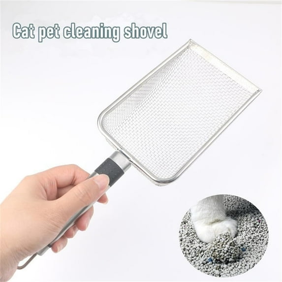 Small Stainless Steel Cat Litter Tool for Fine Mesh Silica Sand and Pellets Cleaning Poop Sifting Object for Quick Litter Durable Kitchen Grade Stainless Steel Device