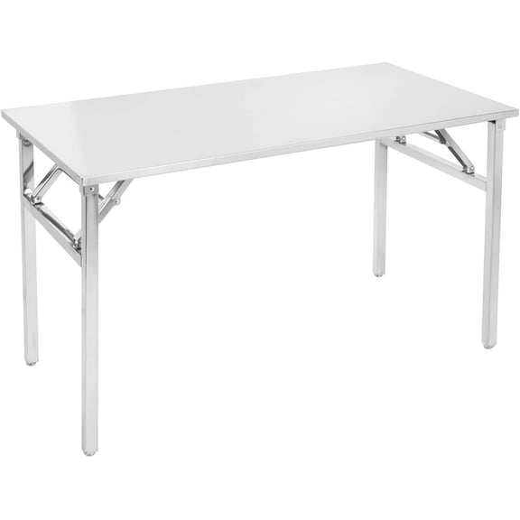 Small Stainless Steel Folding Table, Portable Camp Picnic Party Dining Table No Assembly Sturdy Small Folding Desk