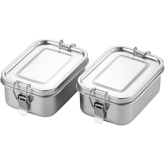 Small Stainless Steel Food Storage Containers Set | Reusable Metal Lunch Snack Boxes Food Prep Container with Lids Freezer & Dishwasher Safe | 550 ml | BPA-Free Plastic-Free