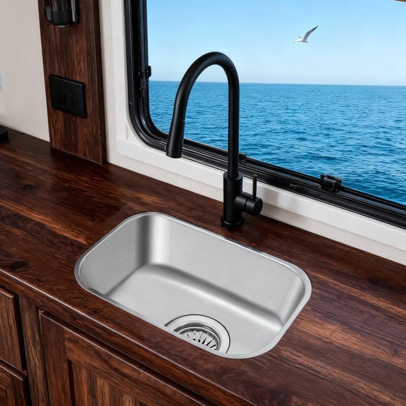 Small Stainless Steel Narrow Rectangle Undermount Sink Compact Bar Sink Kitchen,RV Caravan Camper Boat 304 Stainless Steel Hand Wash Basin Kitchen Sink