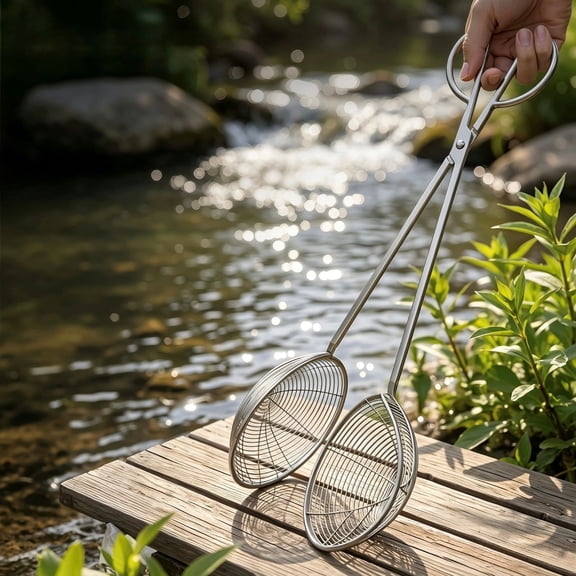 Small Stainless Steel Wire Mesh Tongs, Multi-Purpose Clip for Cooking, Frying & Outdoor Use