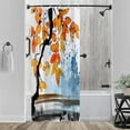 thumbnail image 1 of Small Stall 36"x72" Watercolor Ink Tree Leaves Branch Shower Curtain Set with Hooks,Orange and Blue Abstract Landscape with Grass Bathroom Curtain, Waterproof Bath Curtain, 1 of 6