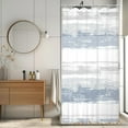 thumbnail image 1 of Small Stall Abstract Blue Grey Striped Shower Curtain for Bathroom Decor 36Wx72H Inches Modern Single Half RV Aesthetic Minimalist Geometric Neutral Fabric Waterproof Polyester 7 Pack Hooks, 1 of 6