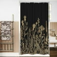 thumbnail image 1 of Small Stall Black Gold Dark Floral Wildflower Shower Curtain for Bathroom Decor 36Wx72H Rustic Botanical Herb Plant Leaves Nature Art Printed Fabric Polyester Waterproof 7 Pack Plastic Hooks, 1 of 5