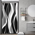 thumbnail image 1 of Small Stall Black White Striped Shower Curtain Rv Narrow Camper Abstract Lines Geometric Modern Simple Cool Man 36Wx72H Inch Neutral Fabric Decor Bathroom Polyester Waterproof 7 Pack Hooks, 1 of 6