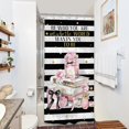thumbnail image 1 of Small Stall Fashion Shower Curtain 36Wx72H Inch Black White Stripe Pink Modern Women Magazine Book Perfume Flower Girl Positive Quote Bathroom Decor Fabric Polyester Waterproof 7 Pack Hooks, 1 of 5