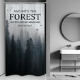 thumbnail image 1 of Small Stall Misty Tree Shower Curtain for Bathroom Decor 36Wx72H Narrow Half Rv Mens Dark Foggy Mountain Woodland Quotes Nature Art Printed Fabric Polyester Waterproof 7 Pack Plastic Hooks, 1 of 6