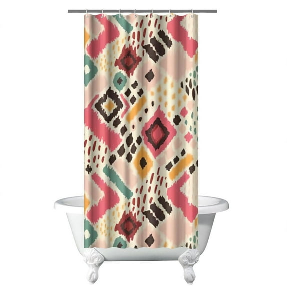 Small Stall Narrow Shower Curtain 36"W x 72"L – Tropical Bohemian Leaves, Mid-Century Abstract Boho Botanical Bathroom Decor, Vintage Floral Palm Leaf Pattern, Rustic Tribal Folk Style