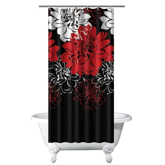 Small Stall Narrow Shower Curtain 36"W x 72"L – Tropical Bohemian Leaves, Mid-Century Abstract Boho Botanical Bathroom Decor, Vintage Floral Palm Leaf Pattern, Rustic Tribal Folk Style