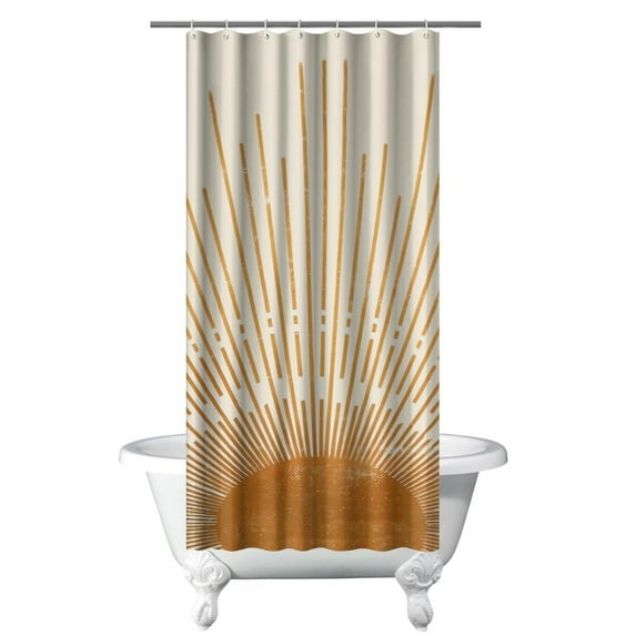 Small Stall Narrow Shower Curtain 36"W x 72"L – Tropical Bohemian Leaves, Mid-Century Abstract Boho Botanical Bathroom Decor, Vintage Floral Palm Leaf Pattern, Rustic Tribal Folk Style