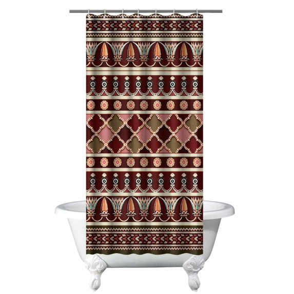 Small Stall Narrow Shower Curtain 36"W x 72"L – Tropical Bohemian Leaves, Mid-Century Abstract Boho Botanical Bathroom Decor, Vintage Floral Palm Leaf Pattern, Rustic Tribal Folk Style