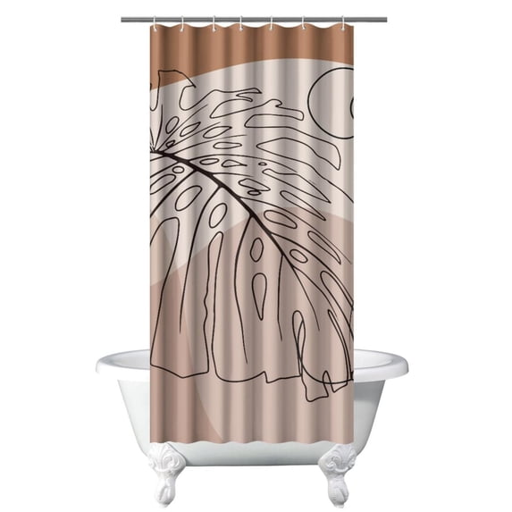 Small Stall Narrow Shower Curtain 36"W x 72"L – Tropical Bohemian Leaves, Mid-Century Abstract Boho Botanical Bathroom Decor, Vintage Floral Palm Leaf Pattern, Rustic Tribal Folk Style