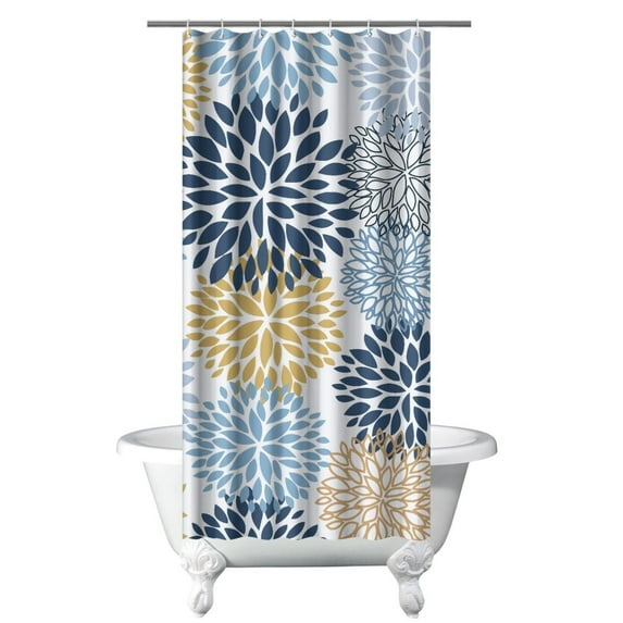 Small Stall Narrow Shower Curtain 36"W x 72"L – Tropical Bohemian Leaves, Mid-Century Abstract Boho Botanical Bathroom Decor, Vintage Floral Palm Leaf Pattern, Rustic Tribal Folk Style