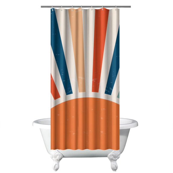 Small Stall Narrow Shower Curtain 36"W x 72"L – Tropical Bohemian Leaves, Mid-Century Abstract Boho Botanical Bathroom Decor, Vintage Floral Palm Leaf Pattern, Rustic Tribal Folk Style