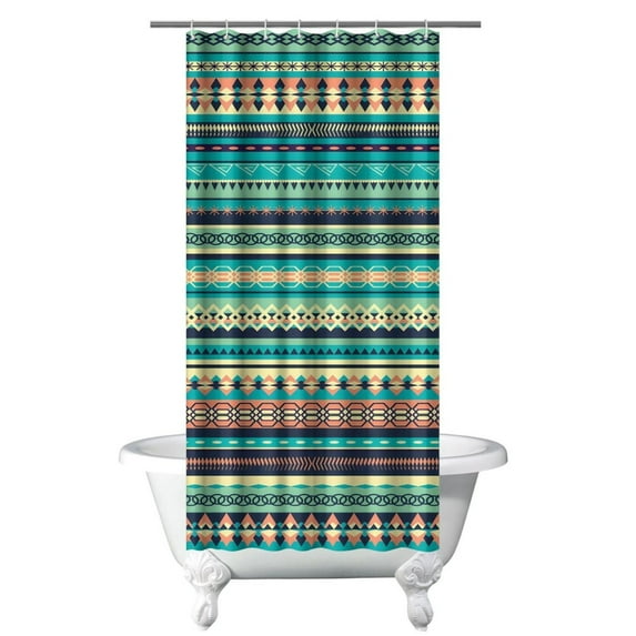 Small Stall Narrow Shower Curtain 36"W x 72"L – Tropical Bohemian Leaves, Mid-Century Abstract Boho Botanical Bathroom Decor, Vintage Floral Palm Leaf Pattern, Rustic Tribal Folk Style