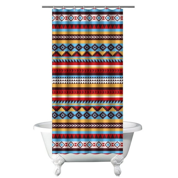 Small Stall Narrow Shower Curtain 36"W x 72"L – Tropical Bohemian Leaves, Mid-Century Abstract Boho Botanical Bathroom Decor, Vintage Floral Palm Leaf Pattern, Rustic Tribal Folk Style
