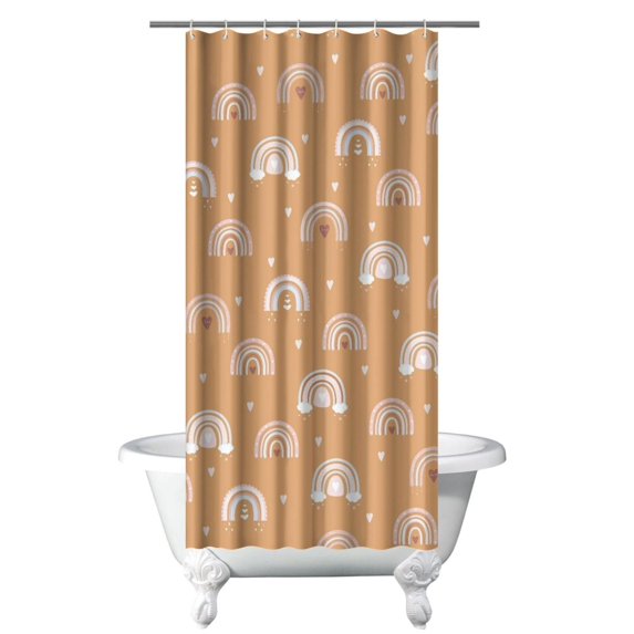 Small Stall Narrow Shower Curtain 36"W x 72"L – Tropical Bohemian Leaves, Mid-Century Abstract Boho Botanical Bathroom Decor, Vintage Floral Palm Leaf Pattern, Rustic Tribal Folk Style