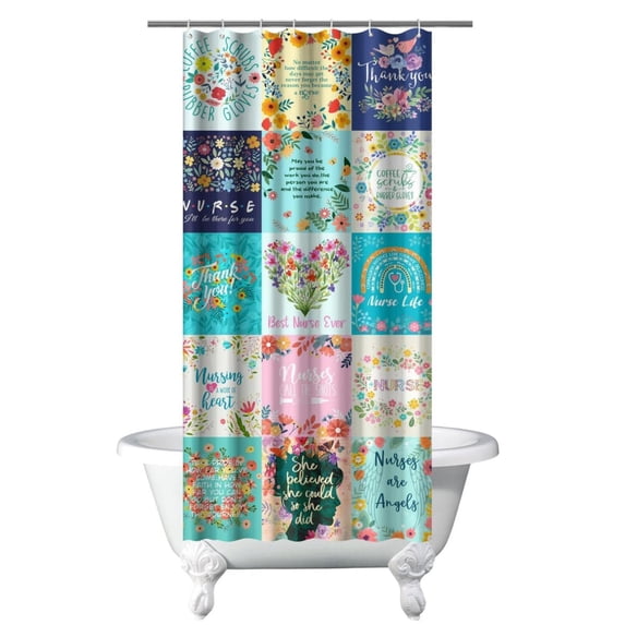 Small Stall Narrow Shower Curtain 36"W x 72"L – Tropical Bohemian Leaves, Mid-Century Abstract Boho Botanical Bathroom Decor, Vintage Floral Palm Leaf Pattern, Rustic Tribal Folk Style