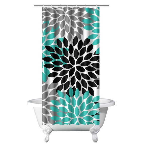 Small Stall Narrow Shower Curtain 36"W x 72"L – Tropical Bohemian Leaves, Mid-Century Abstract Boho Botanical Bathroom Decor, Vintage Floral Palm Leaf Pattern, Rustic Tribal Folk Style