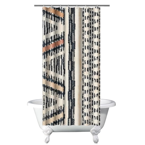Small Stall Narrow Shower Curtain 36"W x 72"L – Tropical Bohemian Leaves, Mid-Century Abstract Boho Botanical Bathroom Decor, Vintage Floral Palm Leaf Pattern, Rustic Tribal Folk Style