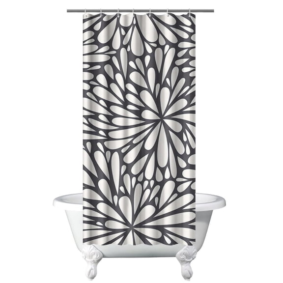 Small Stall Narrow Shower Curtain 36"W x 72"L – Tropical Bohemian Leaves, Mid-Century Abstract Boho Botanical Bathroom Decor, Vintage Floral Palm Leaf Pattern, Rustic Tribal Folk Style