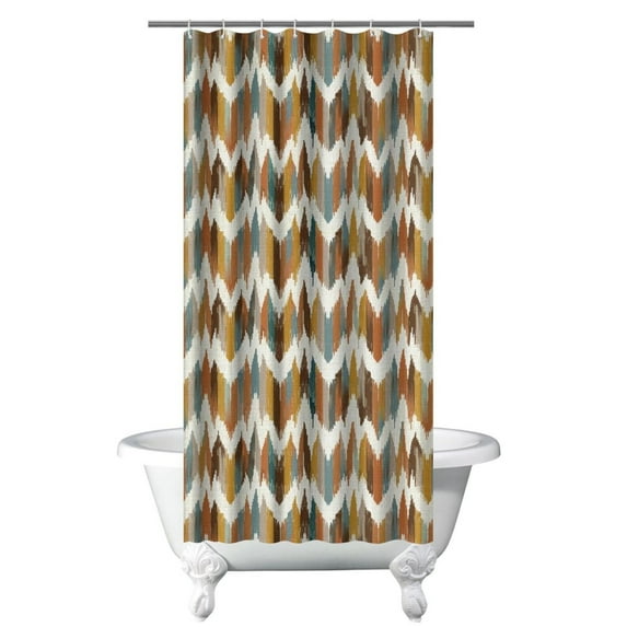 Small Stall Narrow Shower Curtain 36"W x 72"L – Tropical Bohemian Leaves, Mid-Century Abstract Boho Botanical Bathroom Decor, Vintage Floral Palm Leaf Pattern, Rustic Tribal Folk Style