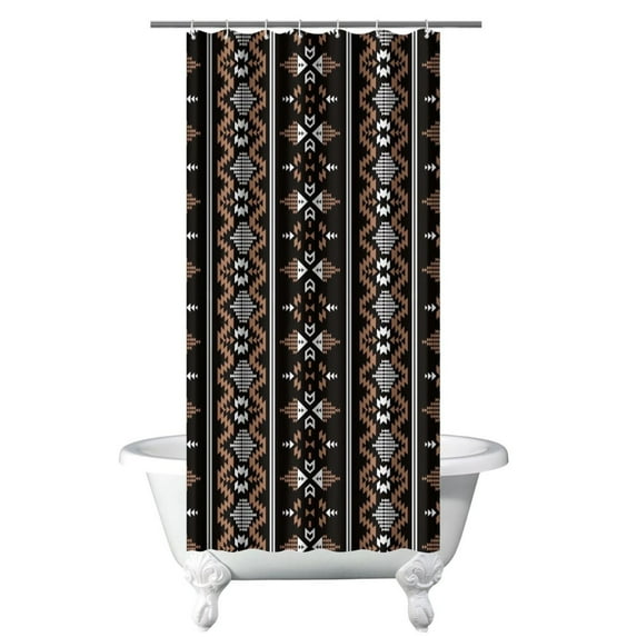 Small Stall Narrow Shower Curtain 36"W x 72"L – Tropical Bohemian Leaves, Mid-Century Abstract Boho Botanical Bathroom Decor, Vintage Floral Palm Leaf Pattern, Rustic Tribal Folk Style