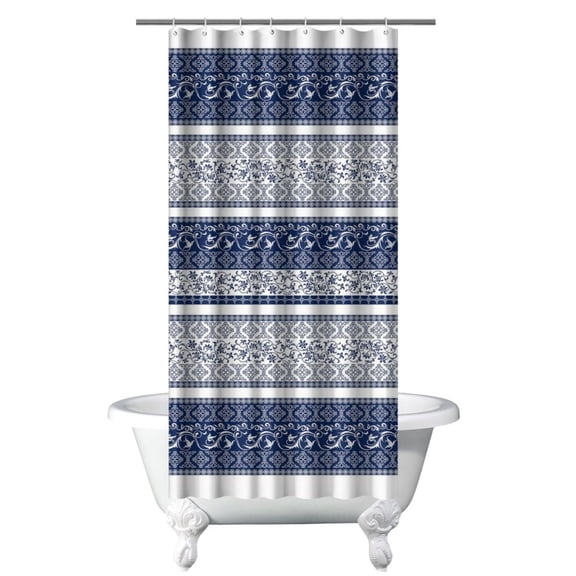 Small Stall Narrow Shower Curtain 36"W x 72"L – Tropical Bohemian Leaves, Mid-Century Abstract Boho Botanical Bathroom Decor, Vintage Floral Palm Leaf Pattern, Rustic Tribal Folk Style