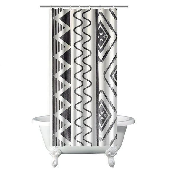 Small Stall Narrow Shower Curtain 36"W x 72"L – Tropical Bohemian Leaves, Mid-Century Abstract Boho Botanical Bathroom Decor, Vintage Floral Palm Leaf Pattern, Rustic Tribal Folk Style