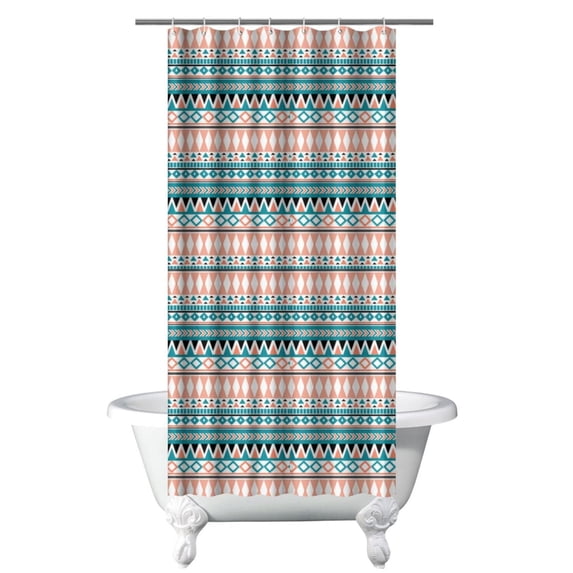 Small Stall Narrow Shower Curtain 36"W x 72"L – Tropical Bohemian Leaves, Mid-Century Abstract Boho Botanical Bathroom Decor, Vintage Floral Palm Leaf Pattern, Rustic Tribal Folk Style