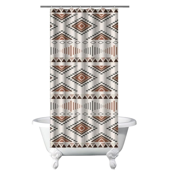 Small Stall Narrow Shower Curtain 36"W x 72"L – Tropical Bohemian Leaves, Mid-Century Abstract Boho Botanical Bathroom Decor, Vintage Floral Palm Leaf Pattern, Rustic Tribal Folk Style
