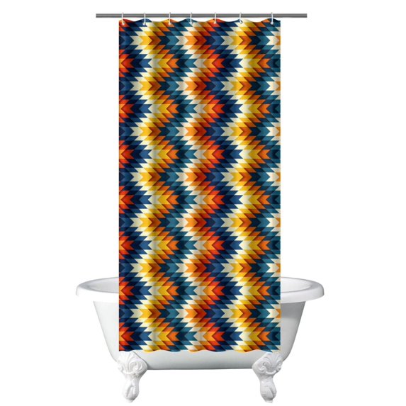 Small Stall Narrow Shower Curtain 36"W x 72"L – Tropical Bohemian Leaves, Mid-Century Abstract Boho Botanical Bathroom Decor, Vintage Floral Palm Leaf Pattern, Rustic Tribal Folk Style