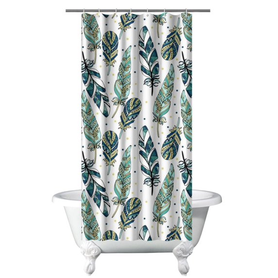 Small Stall Narrow Shower Curtain 36"W x 72"L – Tropical Bohemian Leaves, Mid-Century Abstract Boho Botanical Bathroom Decor, Vintage Floral Palm Leaf Pattern, Rustic Tribal Folk Style