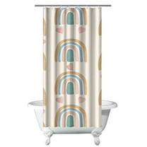 Small Stall Narrow Shower Curtain 36"W x 72"L – Tropical Bohemian Leaves, Mid-Century Abstract Boho Botanical Bathroom Decor, Vintage Floral Palm Leaf Pattern, Rustic Tribal Folk Style