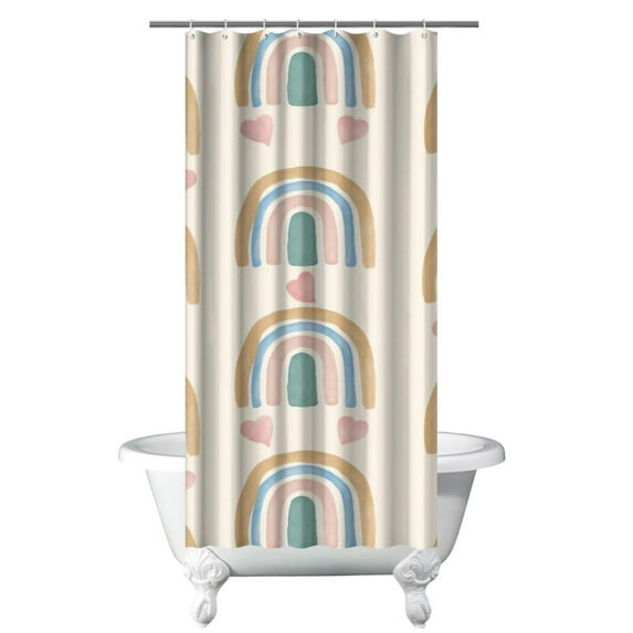 Small Stall Narrow Shower Curtain 36"W x 72"L – Tropical Bohemian Leaves, Mid-Century Abstract Boho Botanical Bathroom Decor, Vintage Floral Palm Leaf Pattern, Rustic Tribal Folk Style