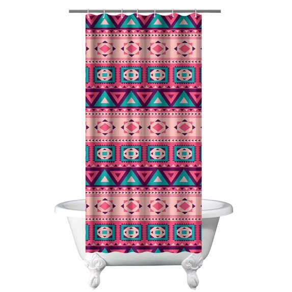 Small Stall Narrow Shower Curtain 36"W x 72"L – Tropical Bohemian Leaves, Mid-Century Abstract Boho Botanical Bathroom Decor, Vintage Floral Palm Leaf Pattern, Rustic Tribal Folk Style