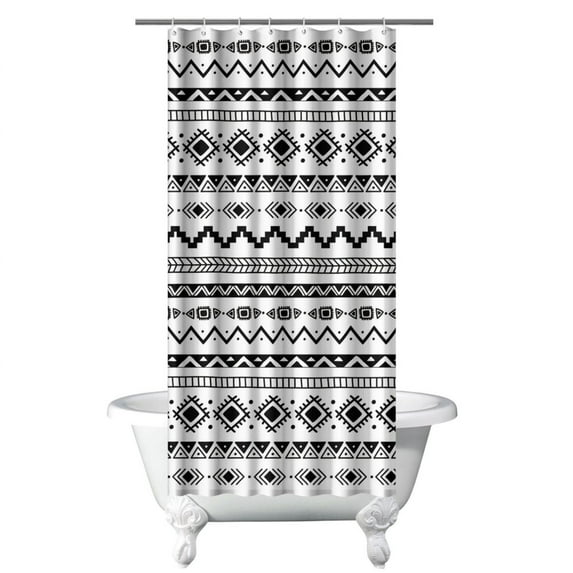 Small Stall Narrow Shower Curtain 36"W x 72"L – Tropical Bohemian Leaves, Mid-Century Abstract Boho Botanical Bathroom Decor, Vintage Floral Palm Leaf Pattern, Rustic Tribal Folk Style