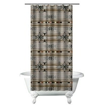 Small Stall Narrow Shower Curtain 36"W x 72"L – Tropical Bohemian Leaves, Mid-Century Abstract Boho Botanical Bathroom Decor, Vintage Floral Palm Leaf Pattern, Rustic Tribal Folk Style