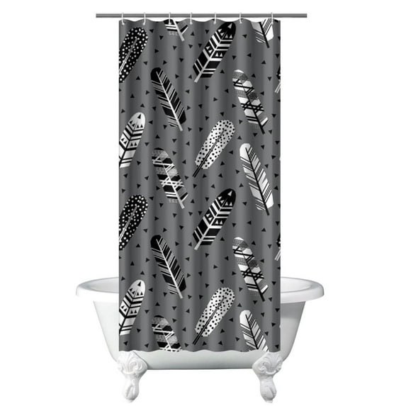 Small Stall Narrow Shower Curtain 36"W x 72"L – Tropical Bohemian Leaves, Mid-Century Abstract Boho Botanical Bathroom Decor, Vintage Floral Palm Leaf Pattern, Rustic Tribal Folk Style