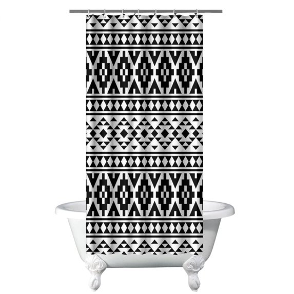 Small Stall Narrow Shower Curtain 36"W x 72"L – Tropical Bohemian Leaves, Mid-Century Abstract Boho Botanical Bathroom Decor, Vintage Floral Palm Leaf Pattern, Rustic Tribal Folk Style