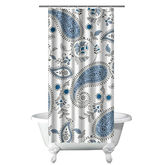Small Stall Narrow Shower Curtain 36"W x 72"L – Tropical Bohemian Leaves, Mid-Century Abstract Boho Botanical Bathroom Decor, Vintage Floral Palm Leaf Pattern, Rustic Tribal Folk Style