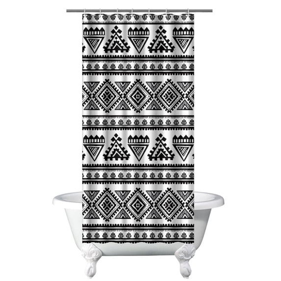 Small Stall Narrow Shower Curtain 36"W x 72"L – Tropical Bohemian Leaves, Mid-Century Abstract Boho Botanical Bathroom Decor, Vintage Floral Palm Leaf Pattern, Rustic Tribal Folk Style
