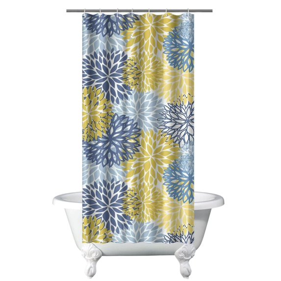 Small Stall Narrow Shower Curtain 36"W x 72"L – Tropical Bohemian Leaves, Mid-Century Abstract Boho Botanical Bathroom Decor, Vintage Floral Palm Leaf Pattern, Rustic Tribal Folk Style