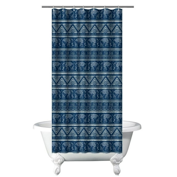 Small Stall Narrow Shower Curtain 36"W x 72"L – Tropical Bohemian Leaves, Mid-Century Abstract Boho Botanical Bathroom Decor, Vintage Floral Palm Leaf Pattern, Rustic Tribal Folk Style