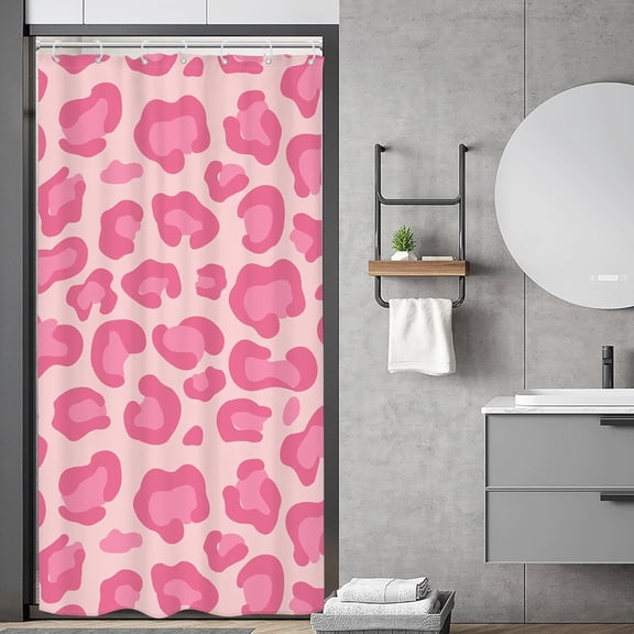 Small Stall Pink Leopard Print Shower Curtain – Cute Cheetah for Girls and Women – Modern Trendy 36Wx72H Inch Abstract Aesthetic Minimalist Fabric Decor – Waterproof Polyester with Hooks – Add a B