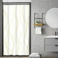 thumbnail image 1 of Small Stall RV Gold and White Striped Shower Curtain Abstract Lines Geometric Simple Modern Geometric Minimalist 36Wx72H Inch Neutral Fabric Decor Bathroom Polyester Waterproof 7 Pack Hooks, 1 of 6