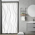 thumbnail image 1 of Small Stall RV Grey and White Striped Shower Curtain Abstract Lines Geometric Simple Modern Geometric Minimalist 36Wx72H Inch Neutral Fabric Decor Bathroom Polyester Waterproof 7 Pack Hooks, 1 of 6