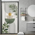 thumbnail image 1 of Small Stall RV Sage Green Boho Leaves Shower Curtain Half Abstract Mid Century Arch Minimalist Modern Geometric 36Wx72H Inch Gold Sun Fabric Decor Bathroom Polyester Waterproof 7 Pack Hooks, 1 of 6