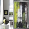 thumbnail image 1 of Small Stall Shower Curtain 36 x 72, Abstract Ombre Narrow Half Size Chic Shower Curtains for Modern Chic Bathroom Decor, Paint Brush Graffiti Design, Black and Yellow, 1 of 6