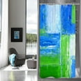 thumbnail image 1 of Small Stall Shower Curtain 36 x 72, Abstract Ombre Narrow Half Size Chic Shower Curtains for Modern Chic Bathroom Decor, Paint Brush Graffiti Design, Green and Blue, 1 of 6